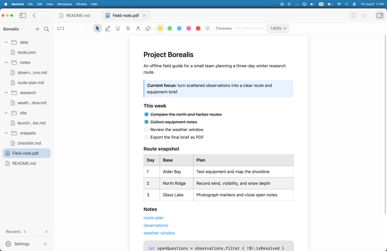 A PDF with markup tools in the light appearance.